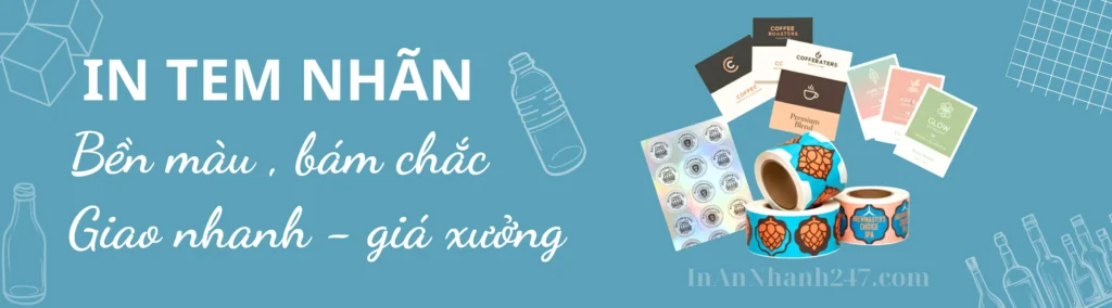 Banner in tem nhãn ý vàng